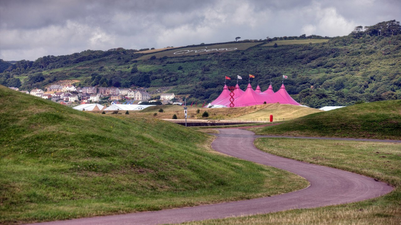 Eisteddfod tent in the Welsh countryside